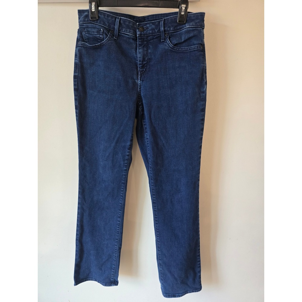 NYDJ Marilyn Straight Leg Jeans Dark Wash Lift Tuck Technology Blue Sz 8